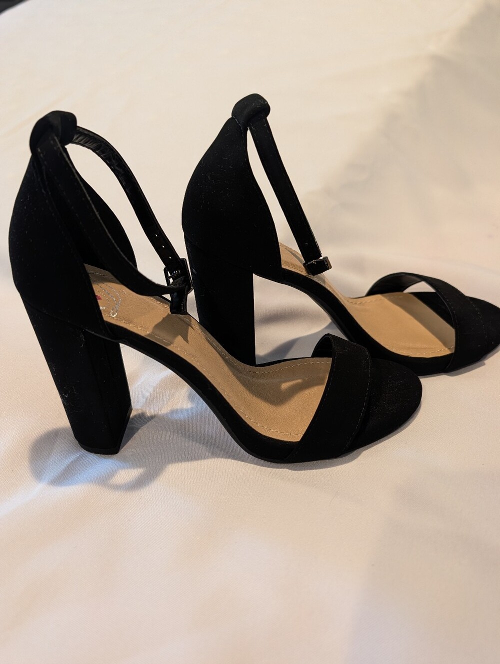 6.5 Classic Black Block Heel Ankle Strap Sandals - Women